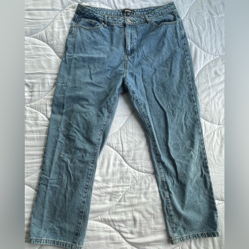 Missguided wide leg blue jeans size 14